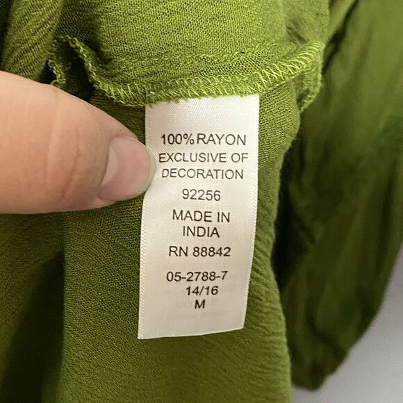 Roaman's Green Long Sleeve Embroidered Shirt Dress Size 14/16 - Picture 7 of 7